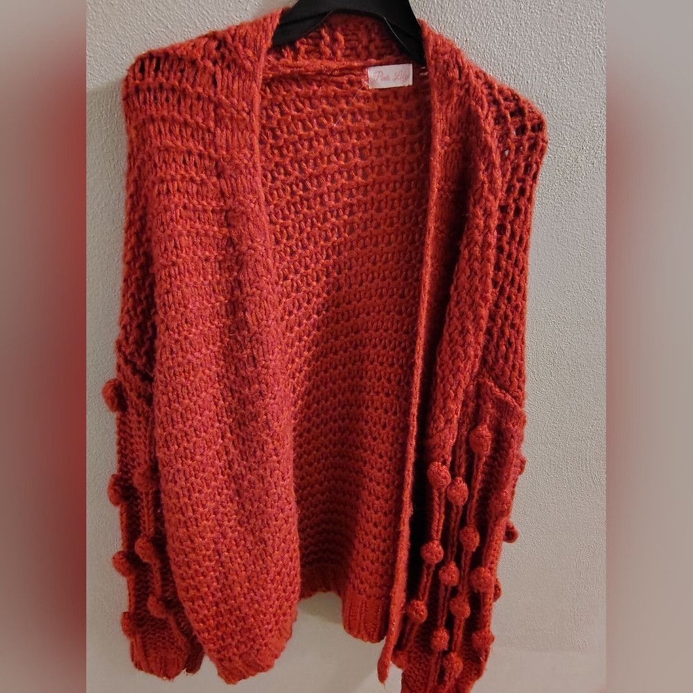 Pink Lily Vibrant Red Cardigan